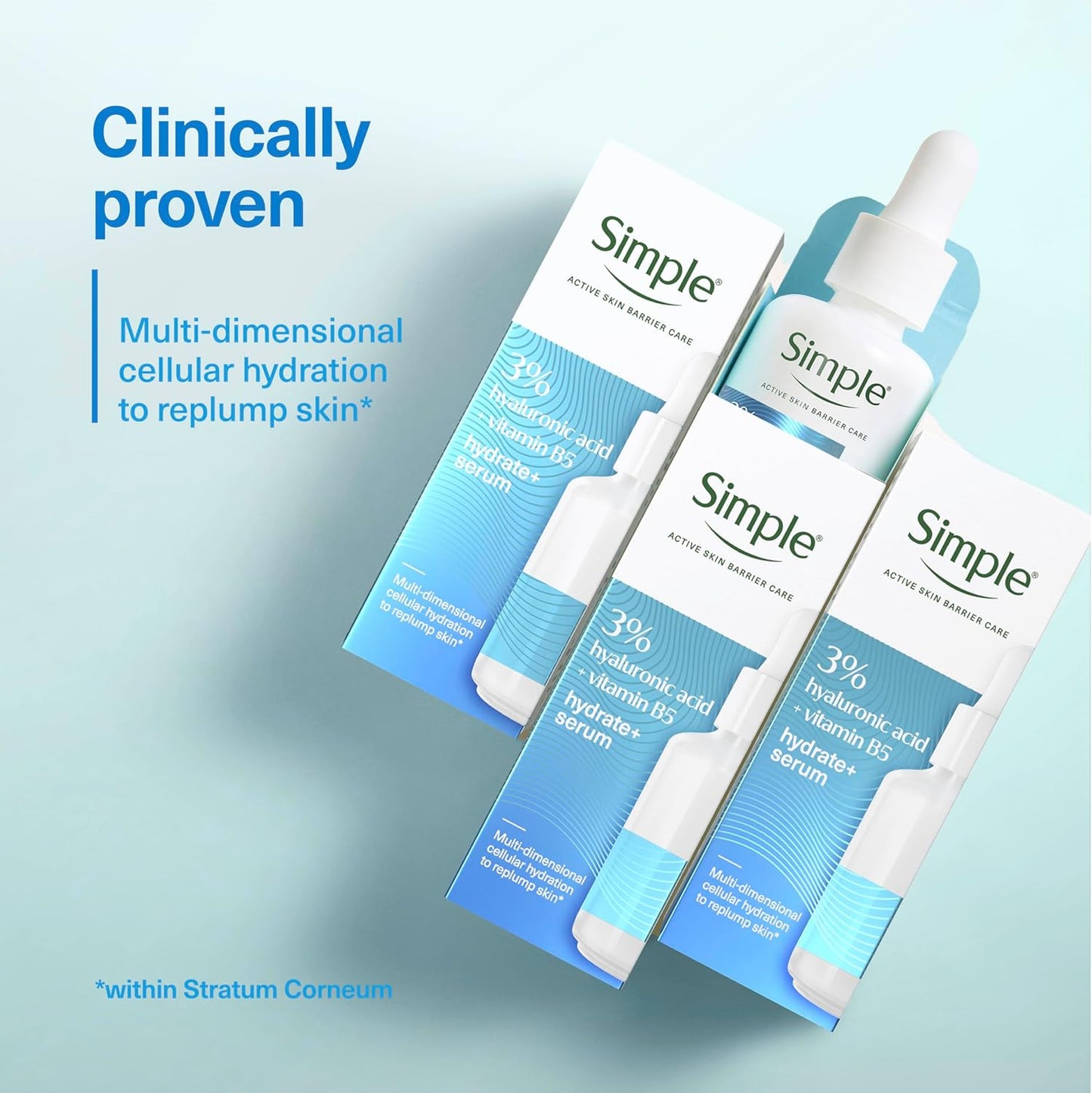 Simple 3% Hyaluronic Acid + B5* Booster Serum- Face Serum that Hydrates Dry, Sensitive Skin - Deep Lasting Hydration for Plump, Dewy & Instantly Softer Skin 30 ml