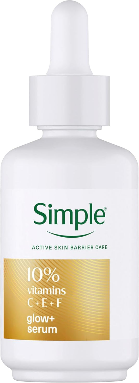 Simple 10% Vitamin C + E + F* Booster Serum - Face Serum that Hydrates & Brightens Dull, Dry Skin – For Visibly Glowing, Radiant Skin, Suitable for All Skin Types Including Sensitive Skin 30ml