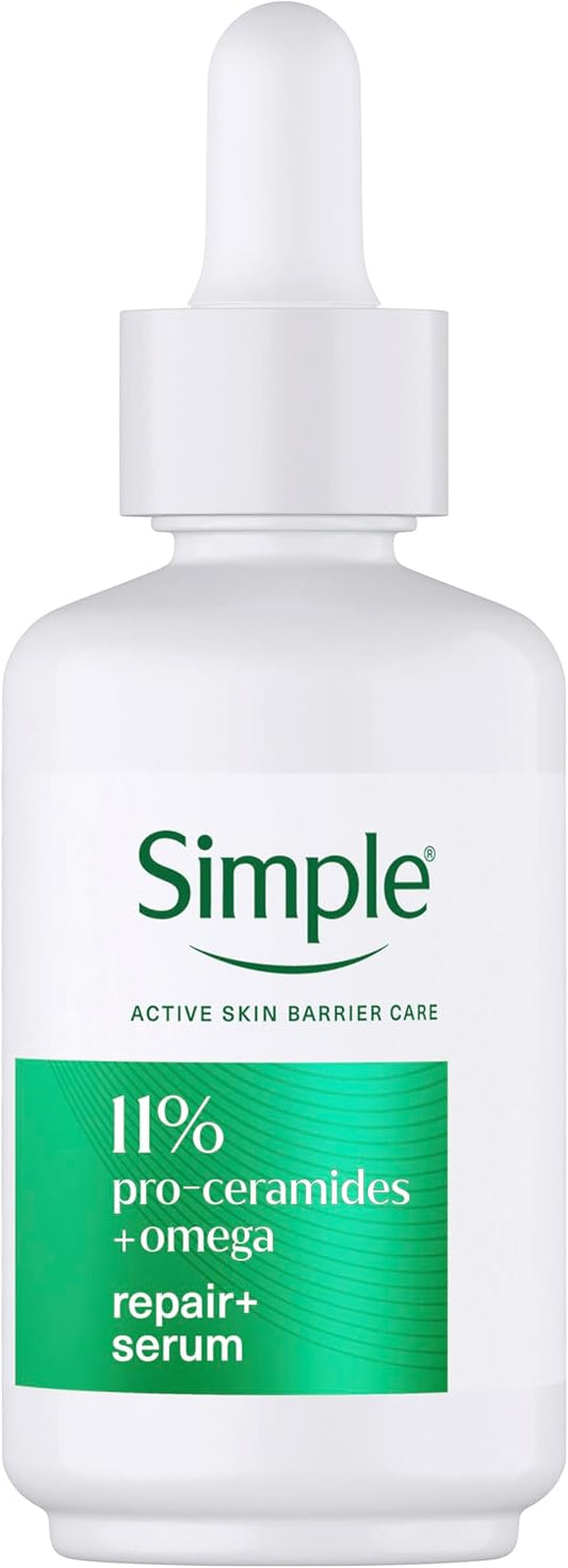 Simple 10% Ceramide Boosters and Omega Complex Face Serum – Hydrates Dry, Sensitive Skin – Deeply Nourishes and Strengthens Skin Barrier – 30ml