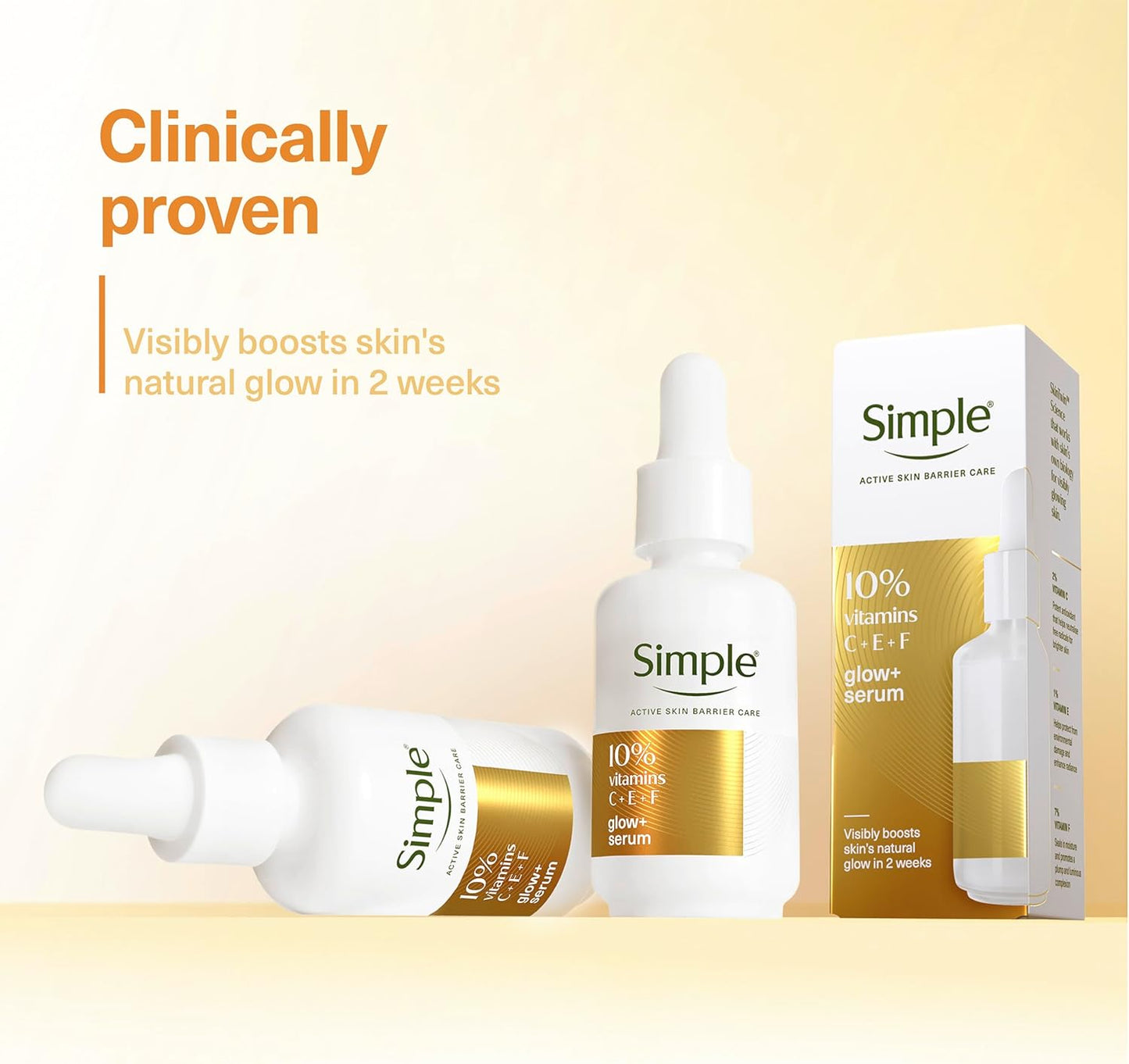 Simple 10% Vitamin C + E + F* Booster Serum - Face Serum that Hydrates & Brightens Dull, Dry Skin – For Visibly Glowing, Radiant Skin, Suitable for All Skin Types Including Sensitive Skin 30ml